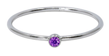 Load image into Gallery viewer, Sterling Silver 2mm Birthstone Stacking Ring
