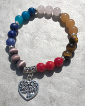 Load image into Gallery viewer, Rainbow Energy Healing Anxiety Worry Tree of Life Chakra Bracelets
