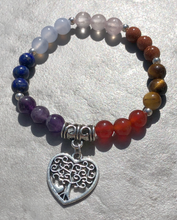 Load image into Gallery viewer, Rainbow Energy Healing Anxiety Worry Tree of Life Chakra Bracelets
