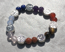 Load image into Gallery viewer, Rainbow Energy Healing Anxiety Worry Tree of Life Chakra Bracelets
