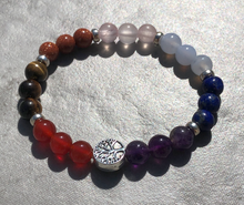 Load image into Gallery viewer, Rainbow Energy Healing Anxiety Worry Tree of Life Chakra Bracelets
