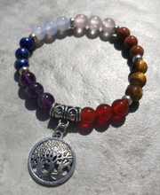 Load image into Gallery viewer, Rainbow Energy Healing Anxiety Worry Tree of Life Chakra Bracelets
